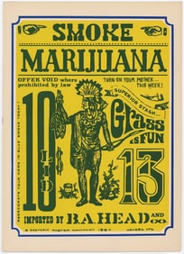 Scarce Smoke Marijuana Original Hand Bill Grass Is Fun, 1967