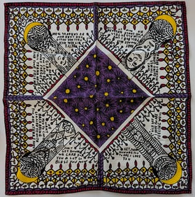 Howard Finster (1916 - 2001) handkerchief 20" x 20", 1984