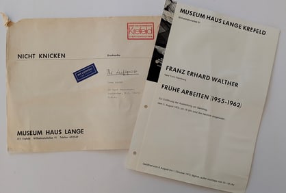 Invitation art exhibition by the German artist Franz Erhard Walther, 1972