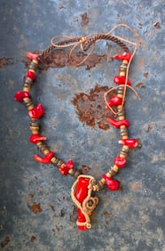 Natural Genuine Native Red Coral Hand Designed Necklace