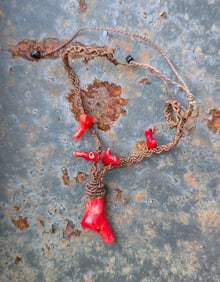 Natural Genuine Native Red Coral Hand Designed Necklace