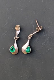 Natural Colombian Emerald Earrings Silver 925 Weight 20.185ct