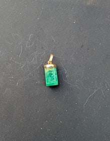 13.305 ctw Genuine Natural Rough Colombian Emerald Pendant 18K