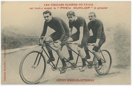 Antique Photogravure PC Triple Tandem Bicycle