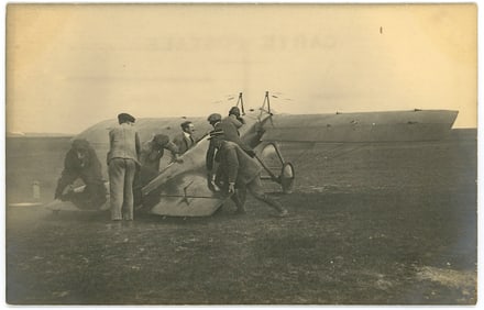 Antique Real Photo PC Early Aircraft on the Ground Monoplane Pioneers
