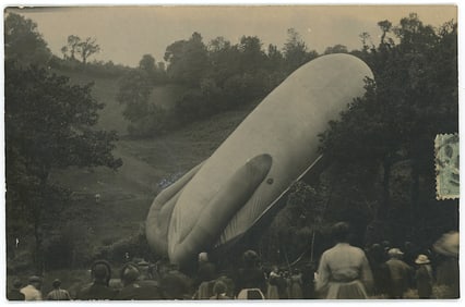Antique Real Photo PC Early Airship Event Aviation History