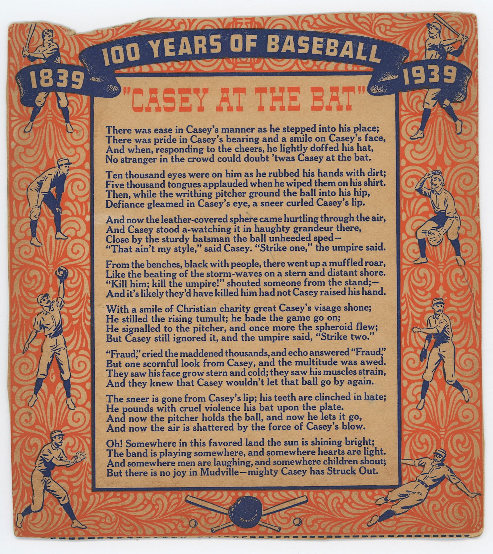 Vintage 1937 Wheaties Baseball Cutout Card 100 YEARS OF BASEBALL (1 of 1)