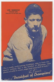 Vintage 1936 Wheaties Baseball Cutout Card LON WARNEKE