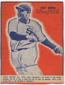 Vintage 1937 Wheaties Baseball Cutout Card ZEKE BONURA - White Sox