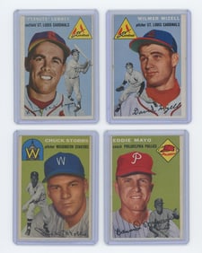Four 1954 Ungraded Topps Baseball Cards From Collector OPP!