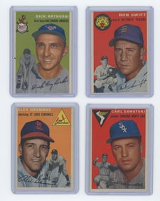 Four 1954 Ungraded Topps Baseball Cards From Collector OPP!