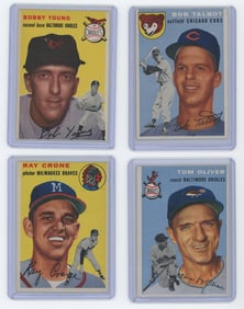 Four 1954 Ungraded Topps Baseball Cards From Collector OPP!