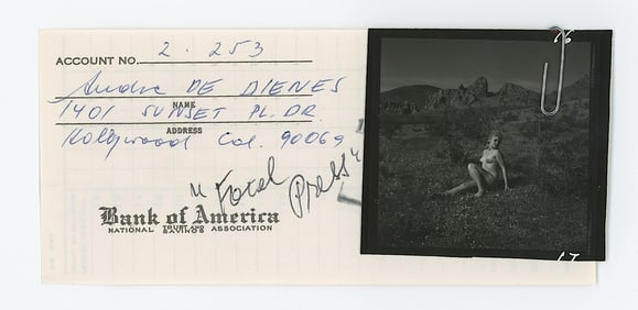 Vintage ANDRÉ DE DIENES Hand Signed Bank Deposit & Photo