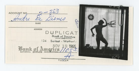 Vintage ANDRÉ DE DIENES Hand Signed Bank Deposit & Photo