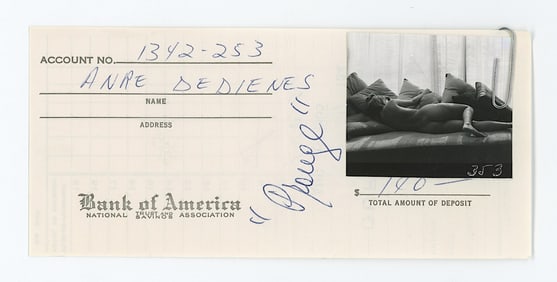 Vintage ANDRÉ DE DIENES Hand Signed Bank Deposit & Photo
