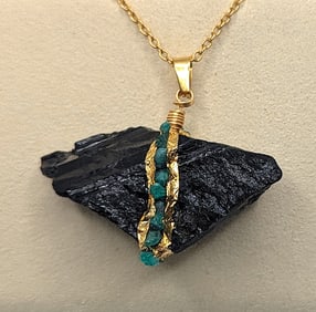 Genuine Pendant Colombian Emerald Morralla Gold Filled