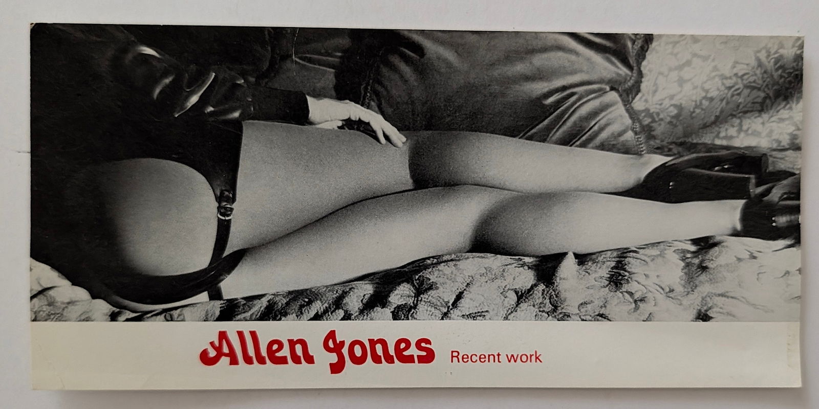 Vintage Promotional Card Exhibition British Pop Artist ALLEN JONES: From the estate of Mr. Ira Licht (1938–2023) — a distinguished art historian, curator, and museum director. Mr. Licht was educated at Columbia College, where he studied art history. He later serve