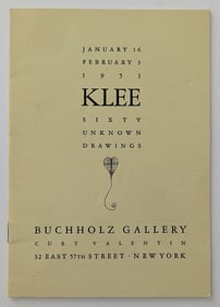 KLEE Catalog Unknown Drawings Buchholz Gallery, NY 1951