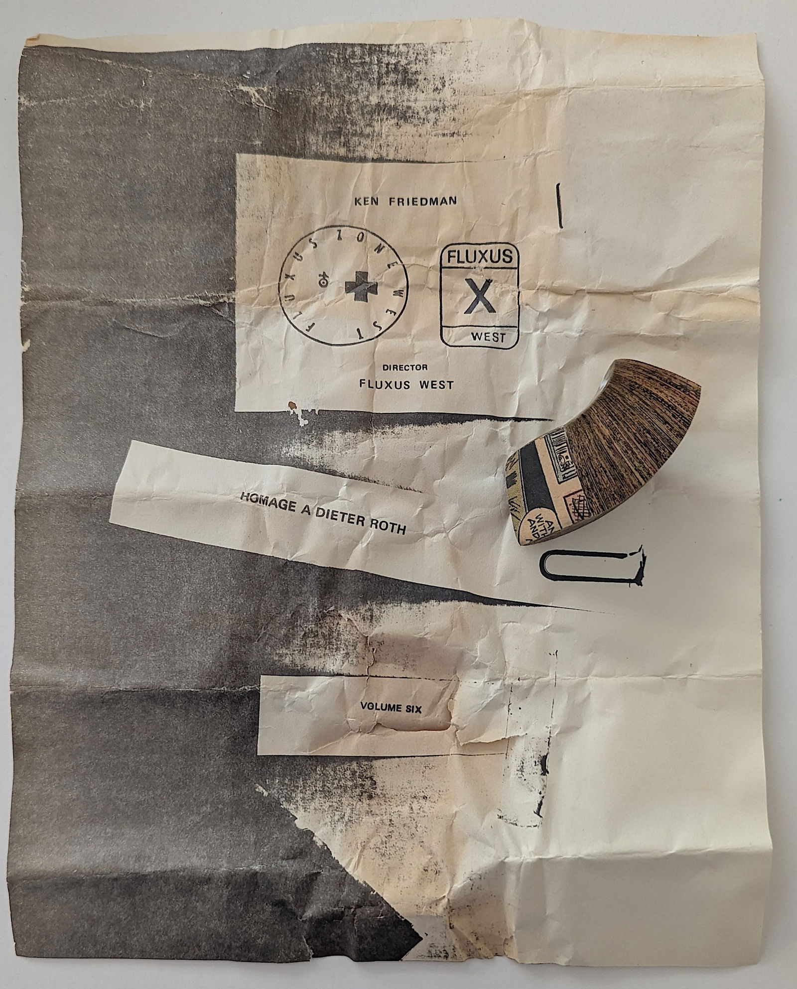 Art Object by KEN FRIEDMAN (1949-) Homage A Dieter Roth: The provenance of this lot is from the estate / Archives of Mr. Ira Licht. Please see all the included images to read all related information and review it's actual condition. This lot is located in B