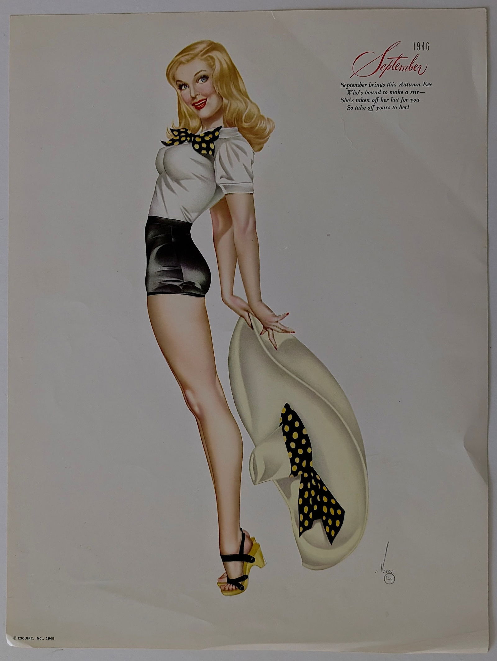 Varga Girl, Original Pin Up Vintage Print September 12.75" x 9.5" (1 of 3)