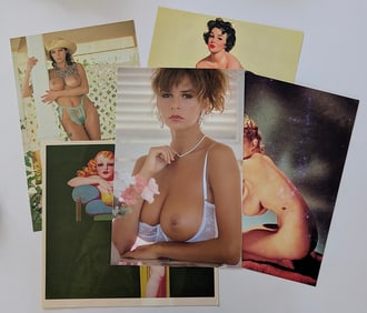Set 5 Vintage Prints Ephemera Pin Up Models 20th/21st C.