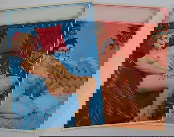 Set 2 Vintage American Posters Pin Up Models for Calendars, 1950s