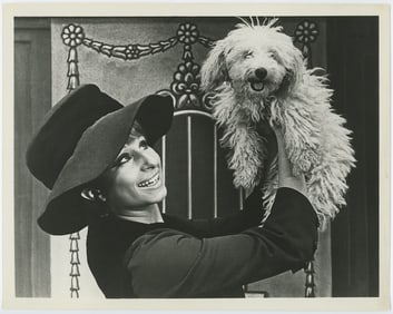 Vintage Photo BARBRA STREISAND Holding Shaggy Dog