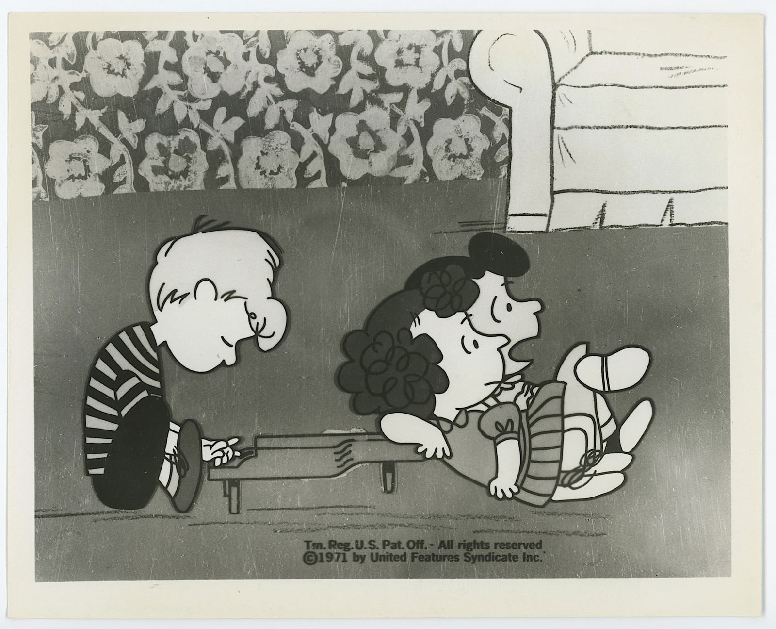 Movie Photo Schroeder and Lucy Van Pelt from the Comic Strip Peanuts.: The provenance of this lot is from the a private collector in RI. We have included quality images to show it's actual condition. The dimensions are Approx. 7" x 9". This lot is located in Boca Raton,