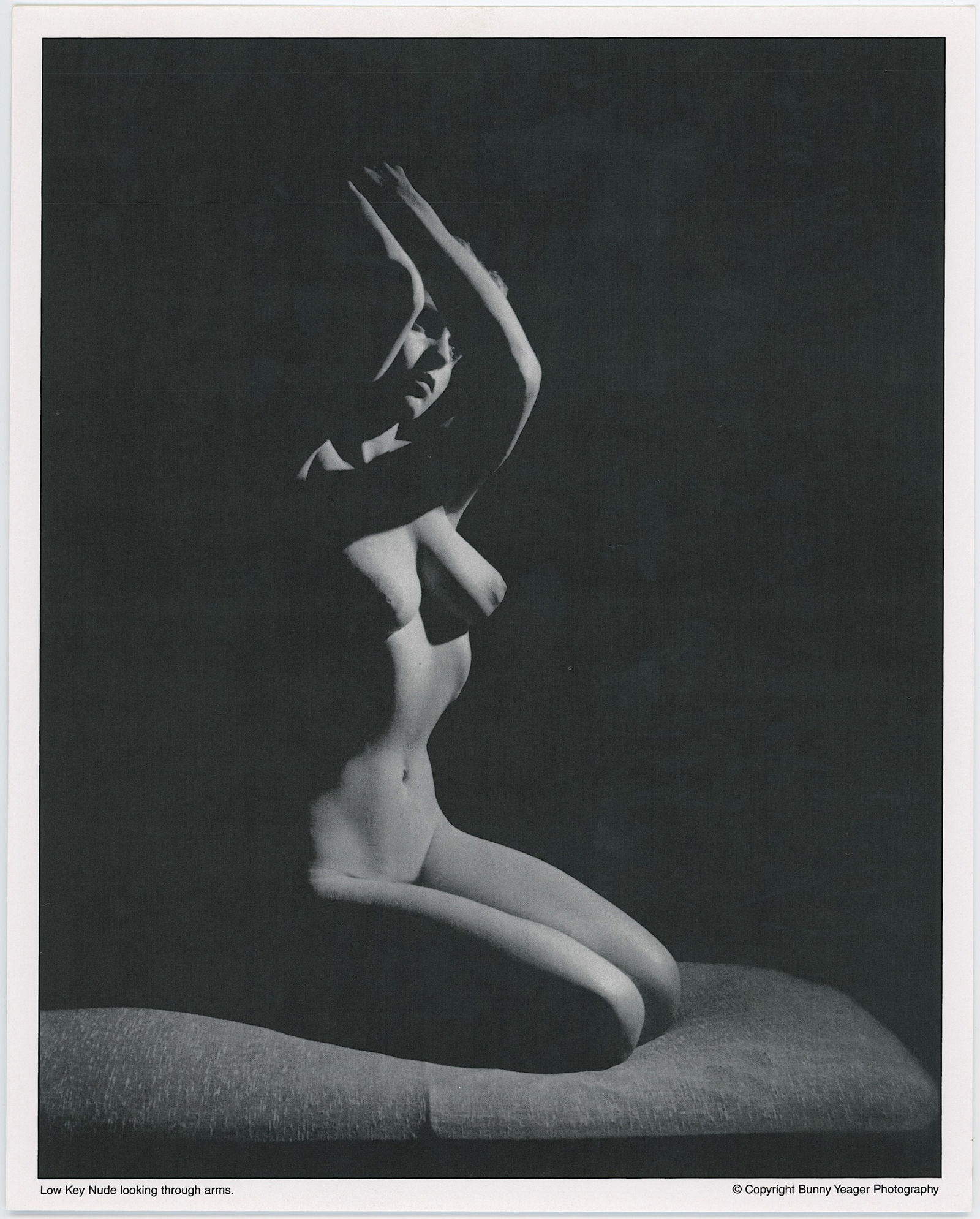 BUNNY YEAGER Vintage Pin Up Litho Model Low Key Nude: This lot is consigned by a collector in RI. The provenance is from Bunny Yeager's estate/archives. Linnea Eleanor "Bunny" Yeager (March 13, 1929 - May 24, 2014) was an American photographer and pin-up