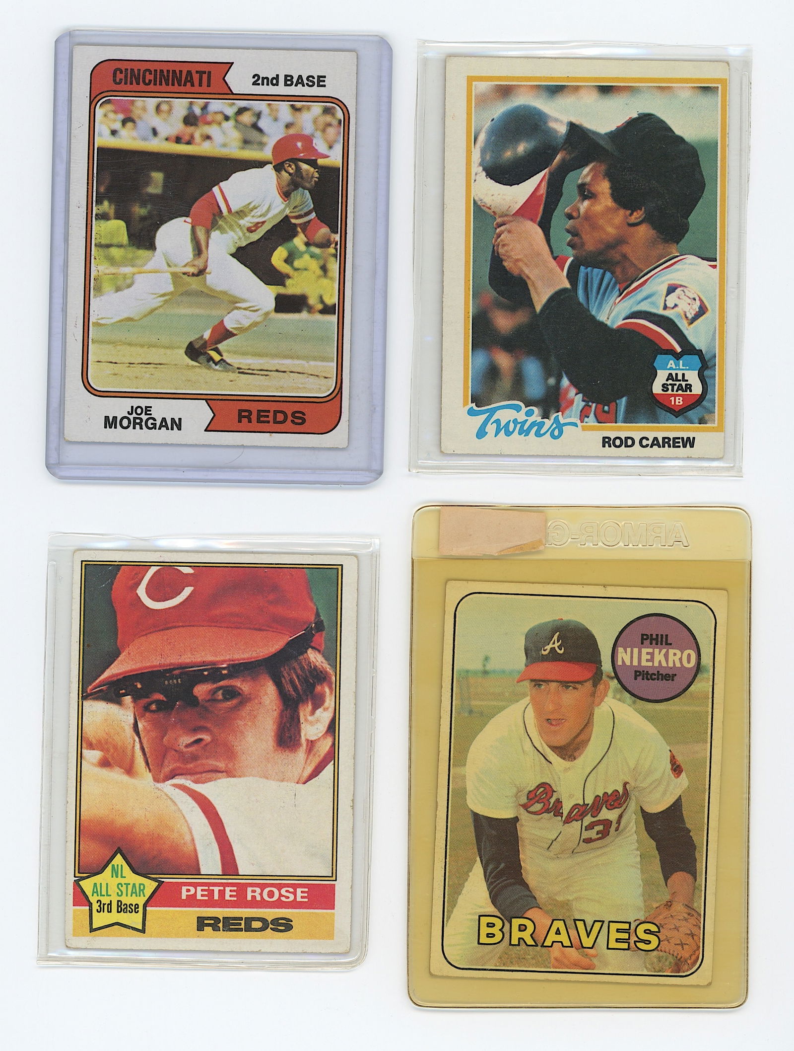 Vintage Set of Four 1970s Topps Collectible Baseball Cards