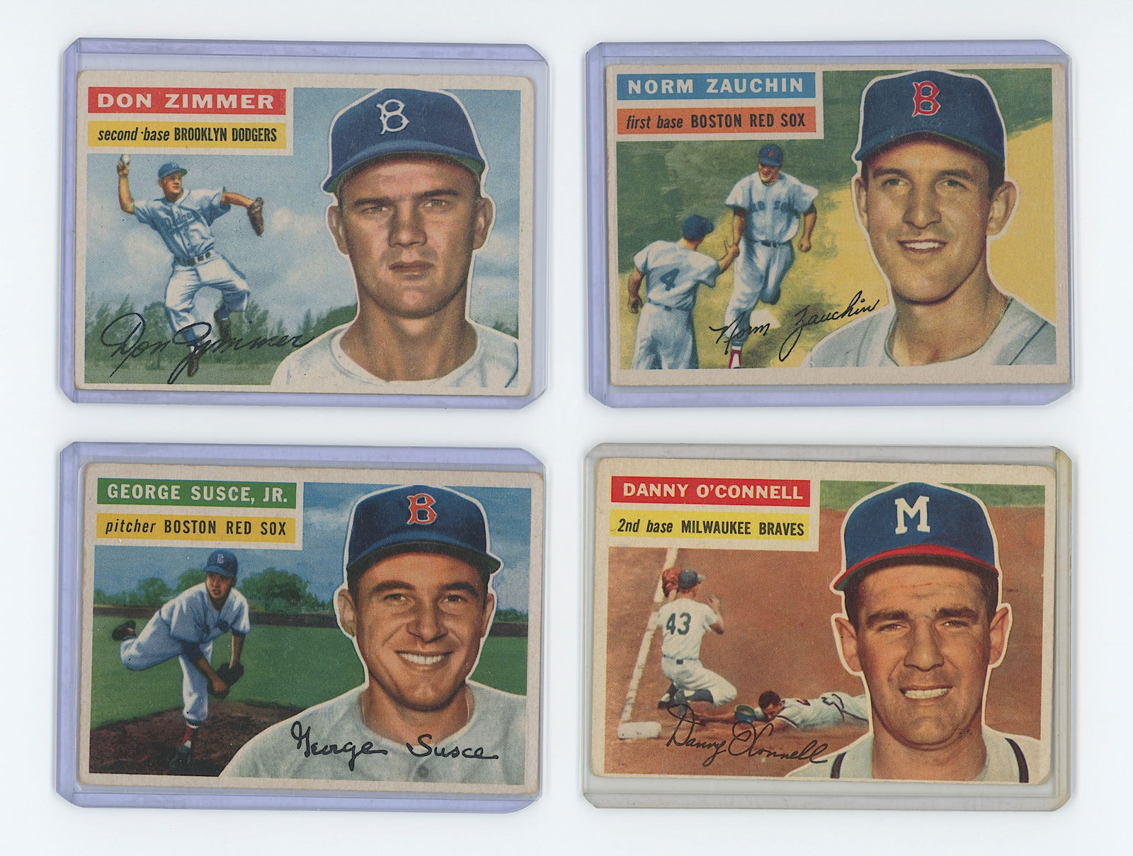 Vintage Set of Four 1956 Topps Collectible Baseball Cards (1 of 2)