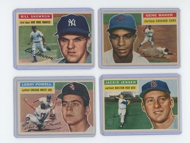 Vintage Set of Four 1956 Topps Collectible Baseball Cards