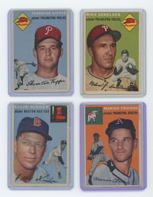 Vintage Set of Four 1954 Topps Collectible Baseball Cards