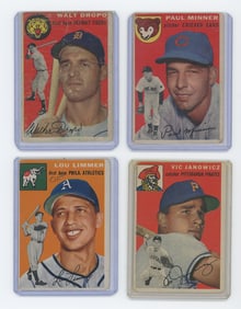Vintage Set of Four 1954 Topps Collectible Baseball Cards