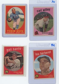 Vintage Set of Four 1950s/1960s Topps Collectible Baseball Cards