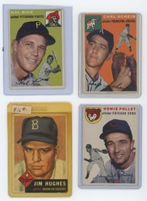 Vintage Set of Four 1954 Topps Collectible Baseball Cards