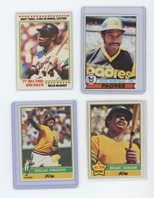Vintage Set of Four 1970s Topps Collectible Baseball Cards