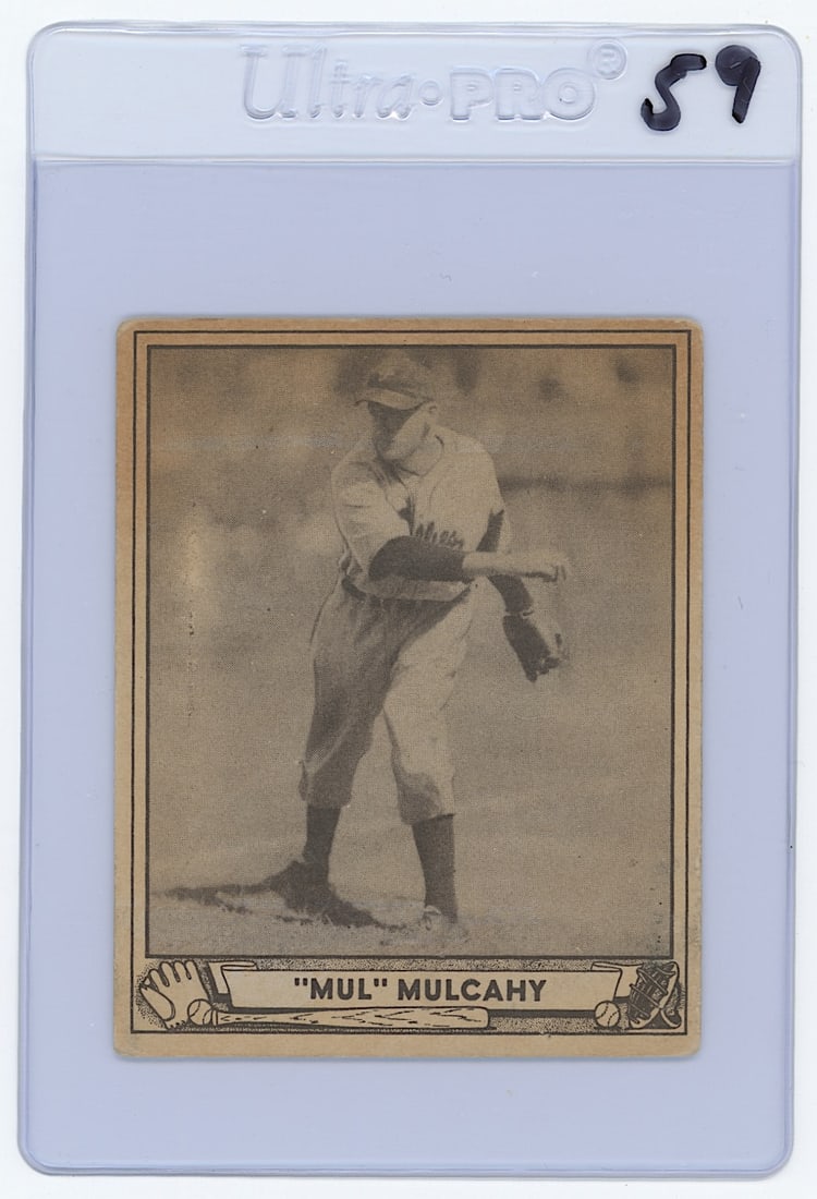 Mul Mulcahy 1940 Play Ball Baseball Card Gum Inc.: The provenance is from the estate of a deceased collector in South Florida. We have included quality images to show it's actual condition. This lot is located in Boca Raton, Fl and its shipment will b