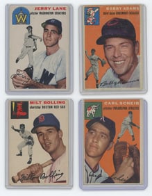 Vintage Set of Four 1954 Topps Collectible Baseball Cards