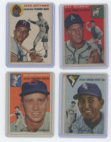 Vintage Set of Four 1954 Topps Collectible Baseball Cards