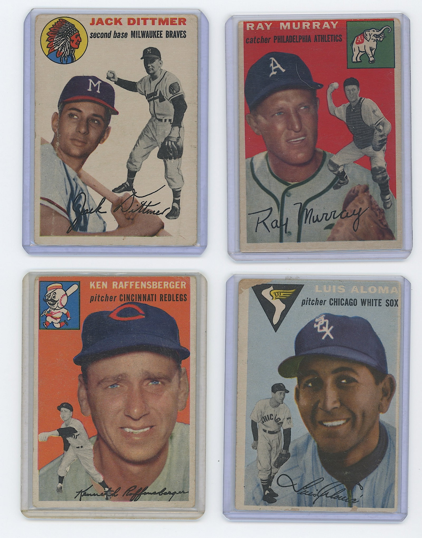 Vintage Set of Four 1954 Topps Collectible Baseball Cards: The provenance is from the estate of a deceased collector in South Florida. We have included quality images to show it's actual condition. This lot is located in Boca Raton, Fl and its shipment will b