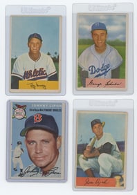 Vintage Set of Four 1954 Bowman Collectible Baseball Cards