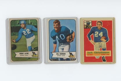 Vintage Set of Three 1954 Bowman Collectible Football Cards