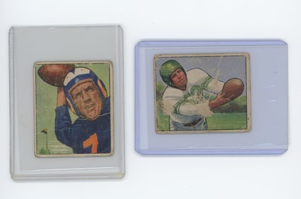 Vintage Set of Two 1950 Bowman Collectible Football Cards