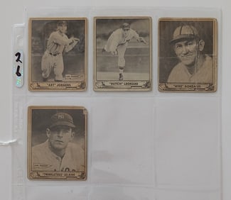 Vintage Set of Four 1940 Play Ball Collectible Baseball Cards