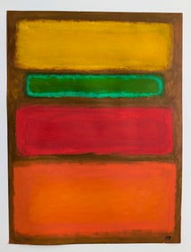 Vintage Vibrant Modern Art Oil on Paper Signed "M R"