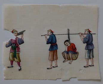 Antique Chinese Pith Rice Paper Painting