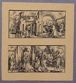 Antique Paper Sheet with Rare and Fine Art Ephemera Gravures