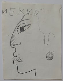 MIGUEL COVARUBBIAS  (Attrib.) - Vintage Pencil Drawing Stamped