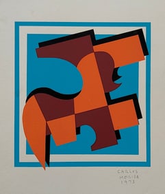 CARLOS MERIDA, 1973 Vintage Fine Art Lithograph Abstract Modernism